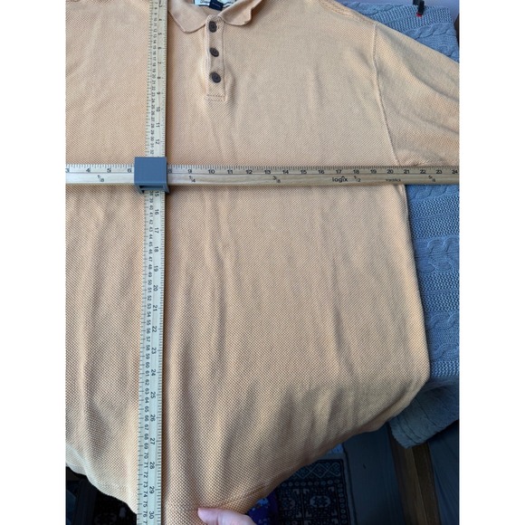 Vintage Tommy Bahama Yellow Textured Silk Blend Short Sleeve Polo Size XL - Picture 3 of 6
